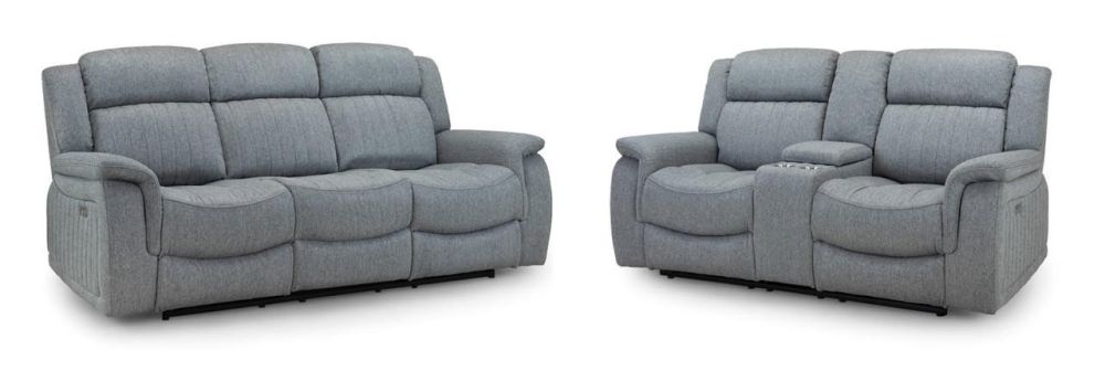 Inden Grey Fabric Electric Recliner 3+2 Sofa Set