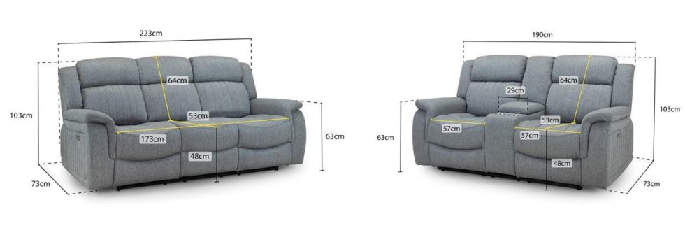 Inden Grey Fabric Electric Recliner 3+2 Sofa Set