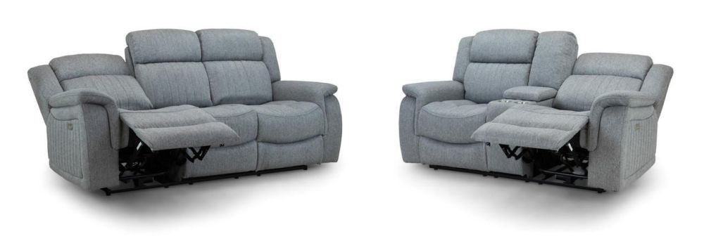 Inden Grey Fabric Electric Recliner 3+2 Sofa Set