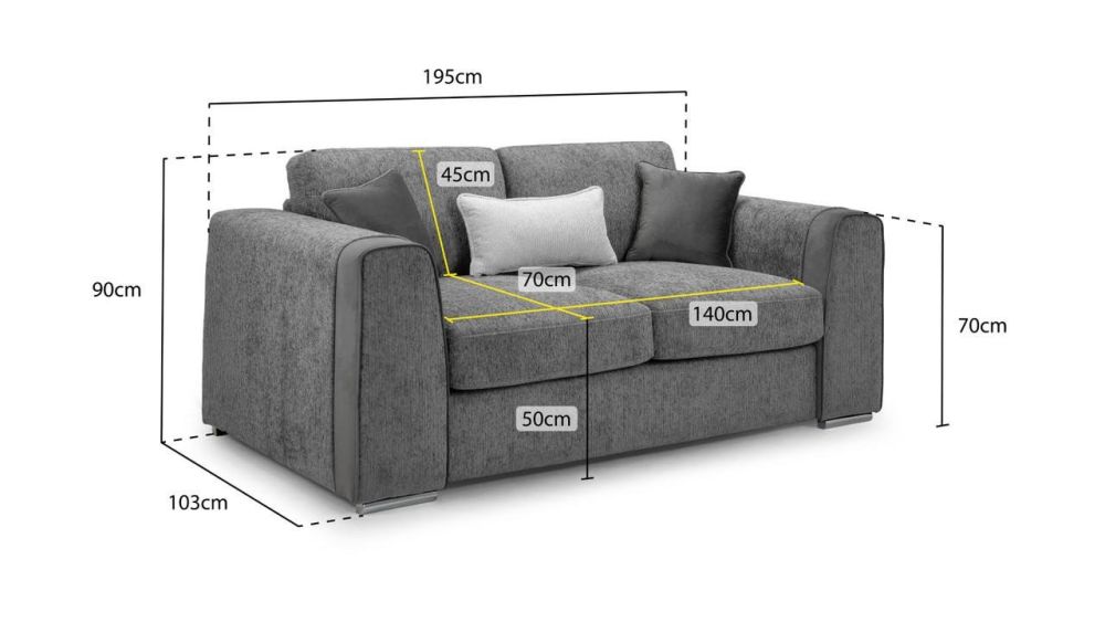 Valante Grey Fabric 2 Seater Sofa
