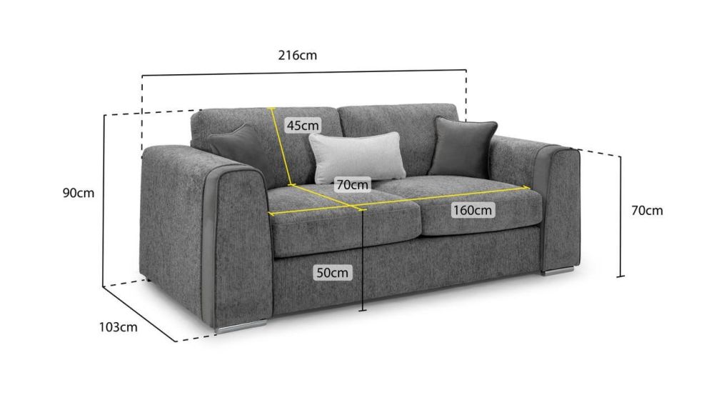 Valante Mocha Fabric 3 Seater Sofa