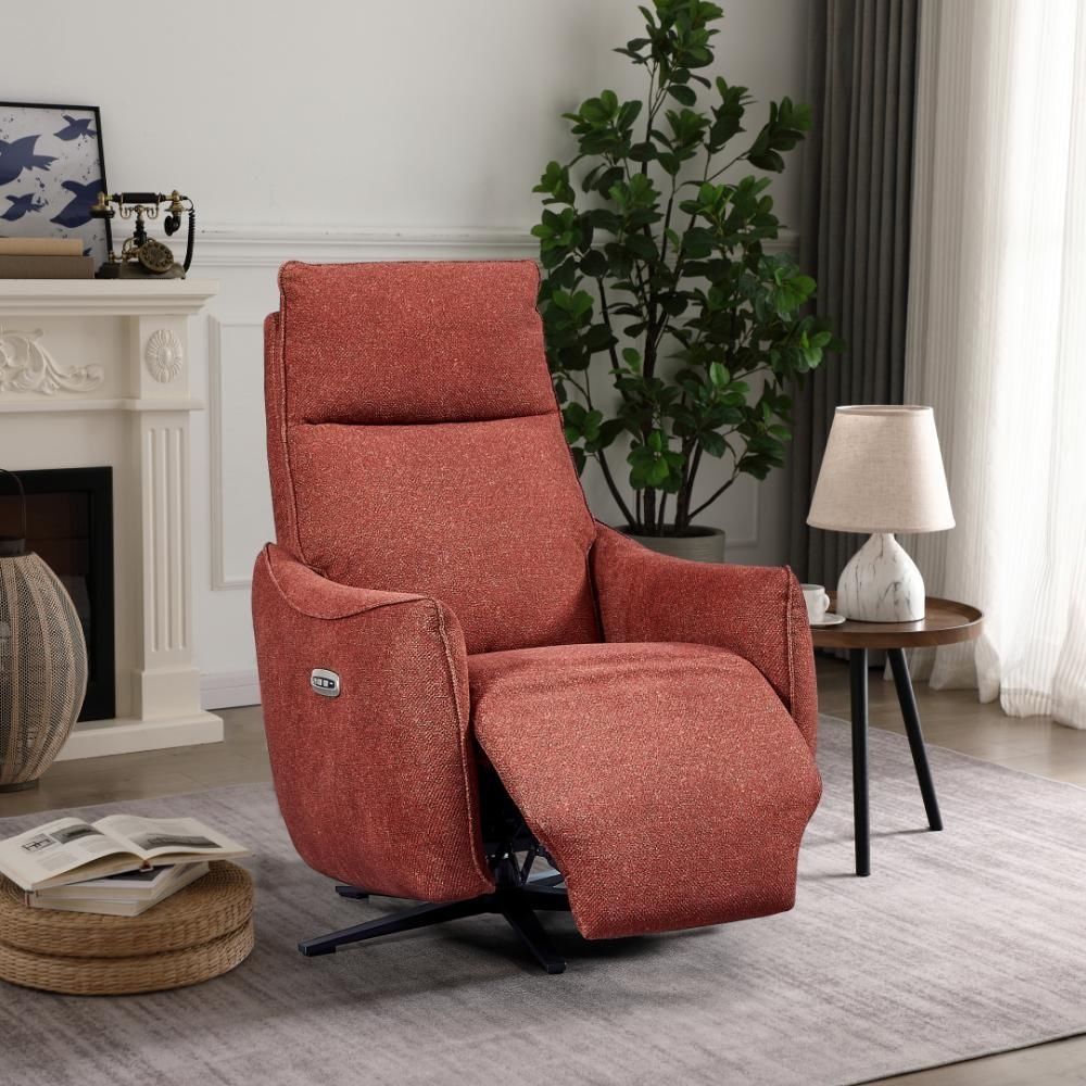 Furniture Link Libby Ruby Fabric Swivel Power Recliner Armchair
