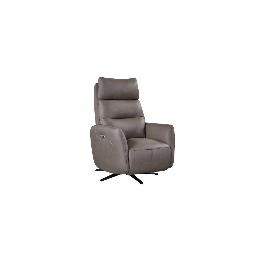 Furniture Link Solo Dark Taupe Leather Swivel Power Recliner Chair