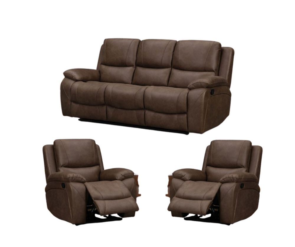 Isobella Chocolate Fabric Recliner 3+1+1 Sofa Set