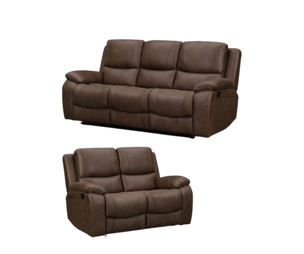 Isobella Chocolate Fabric Recliner 3+2 Sofa Set