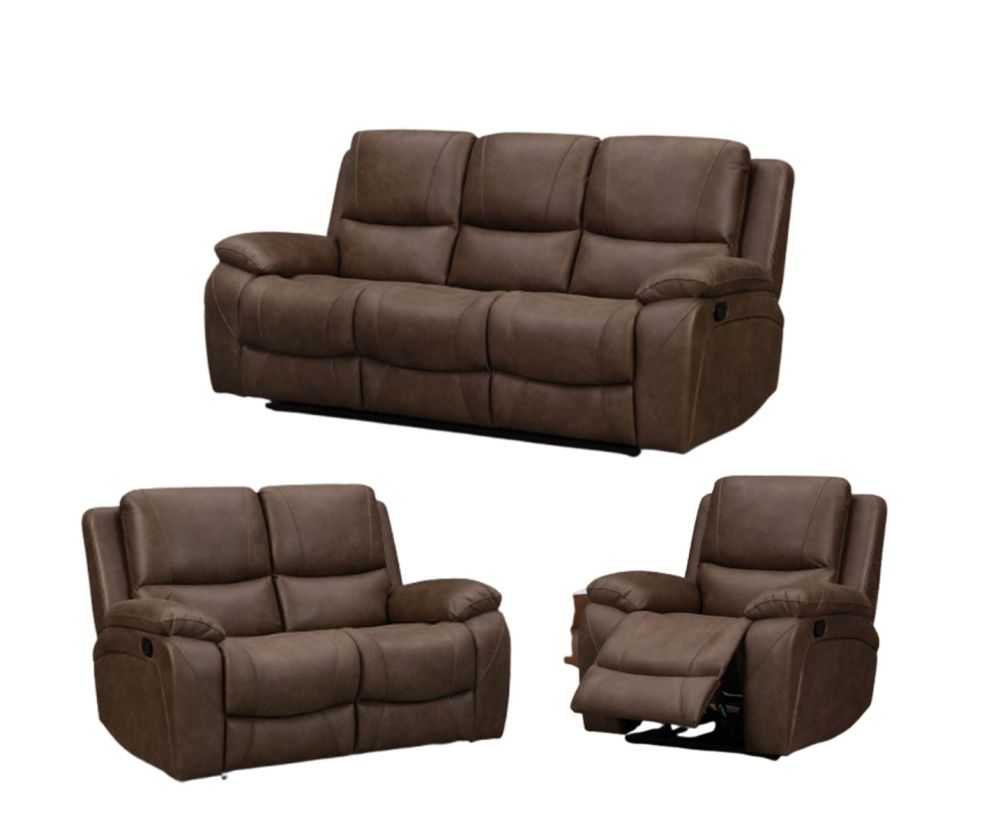 Isobella Chocolate Fabric Recliner 3+2+1 Sofa Set