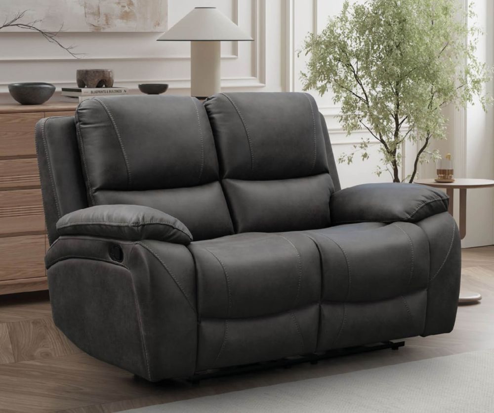 Isobella Charcoal Fabric Recliner 2 Seater Sofa