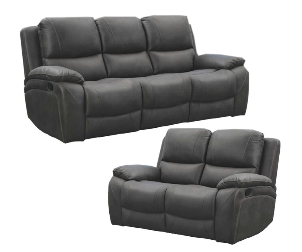 Isobella Charcoal Fabric Recliner 3+2 Sofa Set