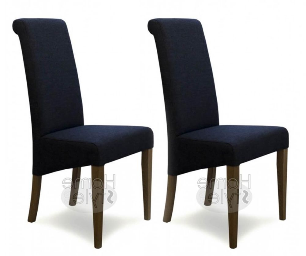 Homestyle GB Italia Charcoal Fabric Dining Chair in Pair