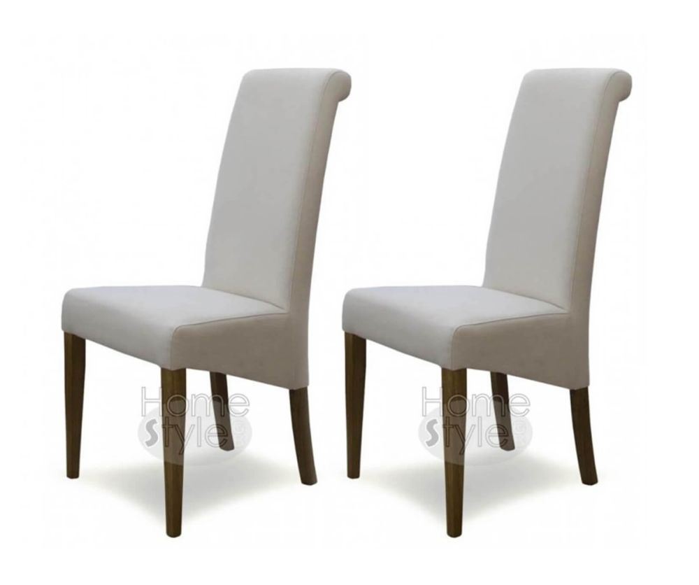 Homestyle GB Italia Ivory Fabric Dining Chair in Pair