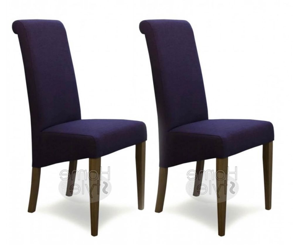 Homestyle GB Italia Purple Fabric Dining Chair in Pair