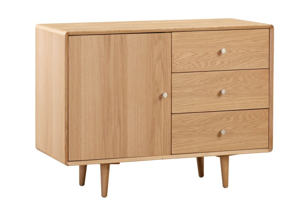 Furniture Link Jenson Light Oak 1 Door 3 Drawers Small Sideboard