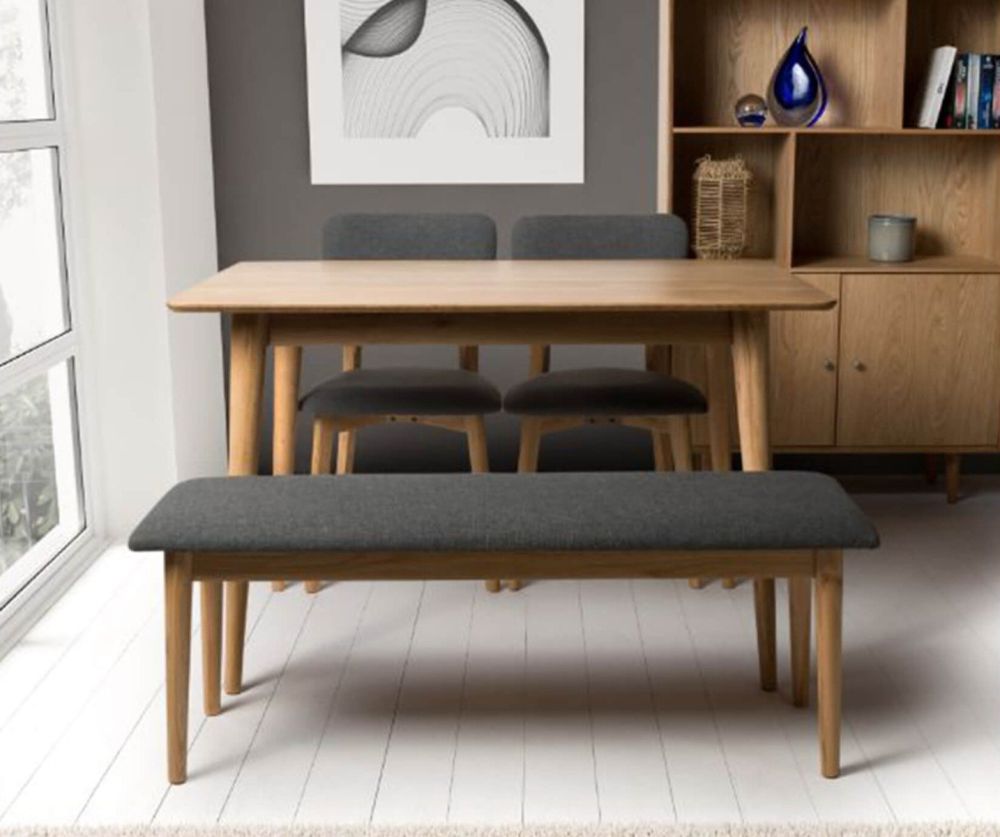 Furniture Link Jenson Light Oak 120cm Rectangular Dining Table with 2 Chair & Bench