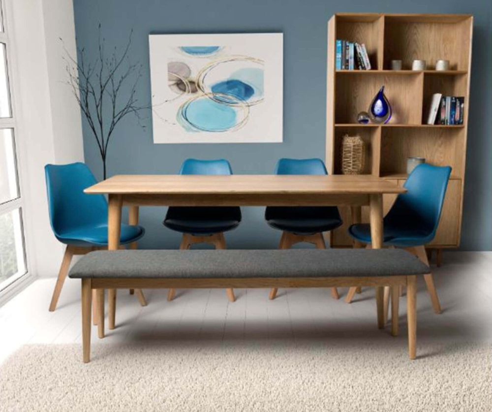 Furniture Link Jenson Light Oak 160cm Rectangular Dining Table Only