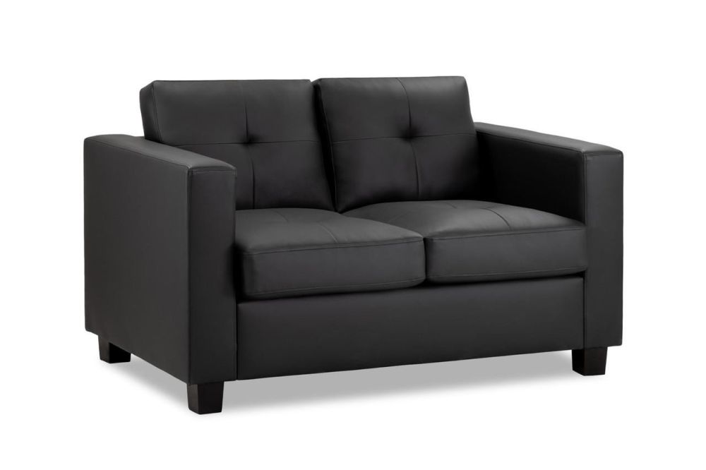 Aylin Black Leather 2 Seater Sofa