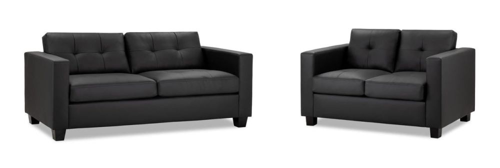 Aylin Black Leather 3+2 Sofa Set 