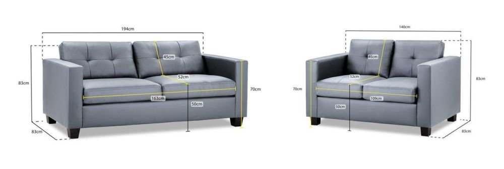 Aylin Grey Leather 3+2 Sofa Set 