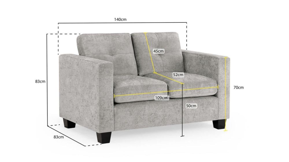 Aylin Grey Fabric 2 Seater Sofa