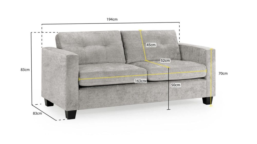 Aylin Grey Fabric 3 Seater Sofa