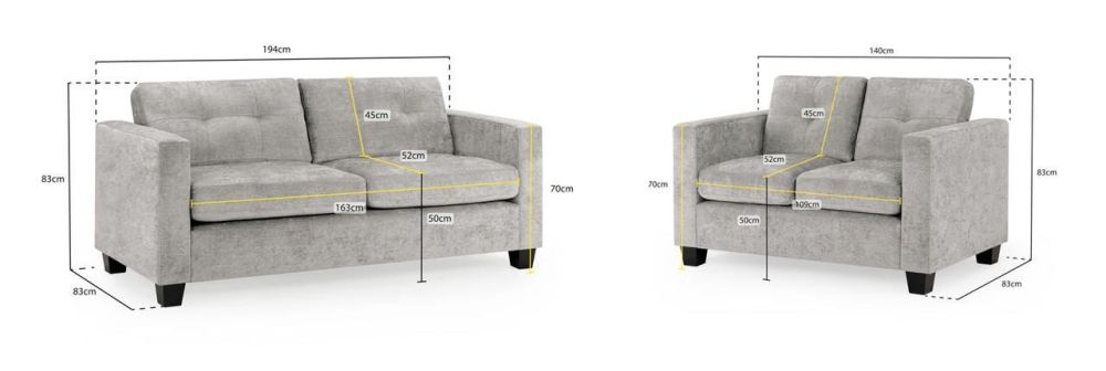 Aylin Grey Fabric 3+2 Sofa Set 