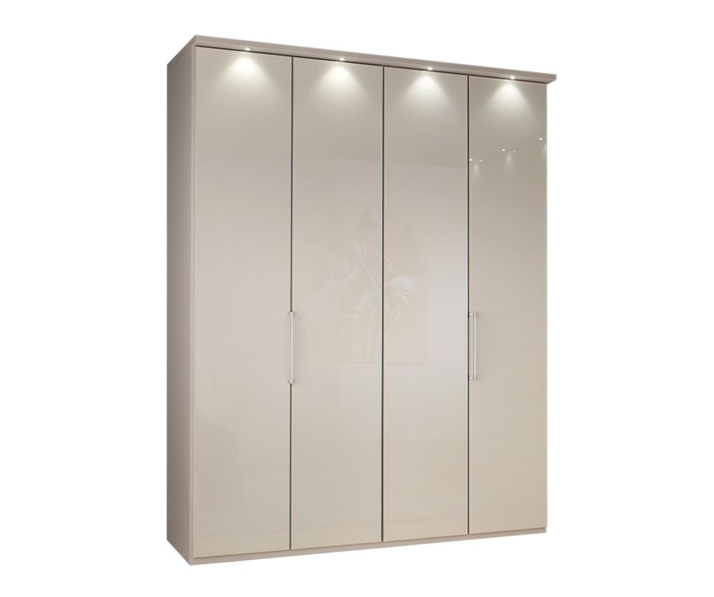 Wiemann Kansas 4 Door Wardrobe with Champagne Glass Front - W 150cm