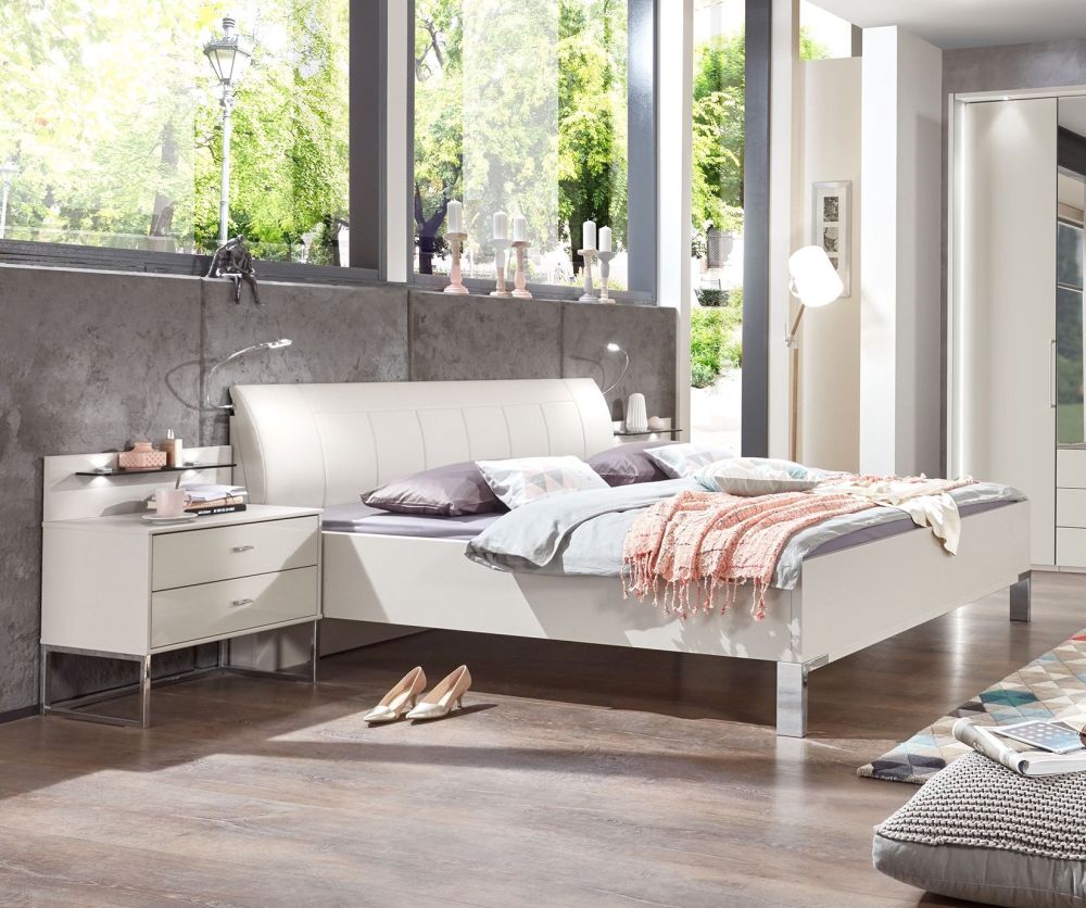 Wiemann Kansas Bed Frame White Faux Leather Cushion Headboard - 150cm x 200cm
