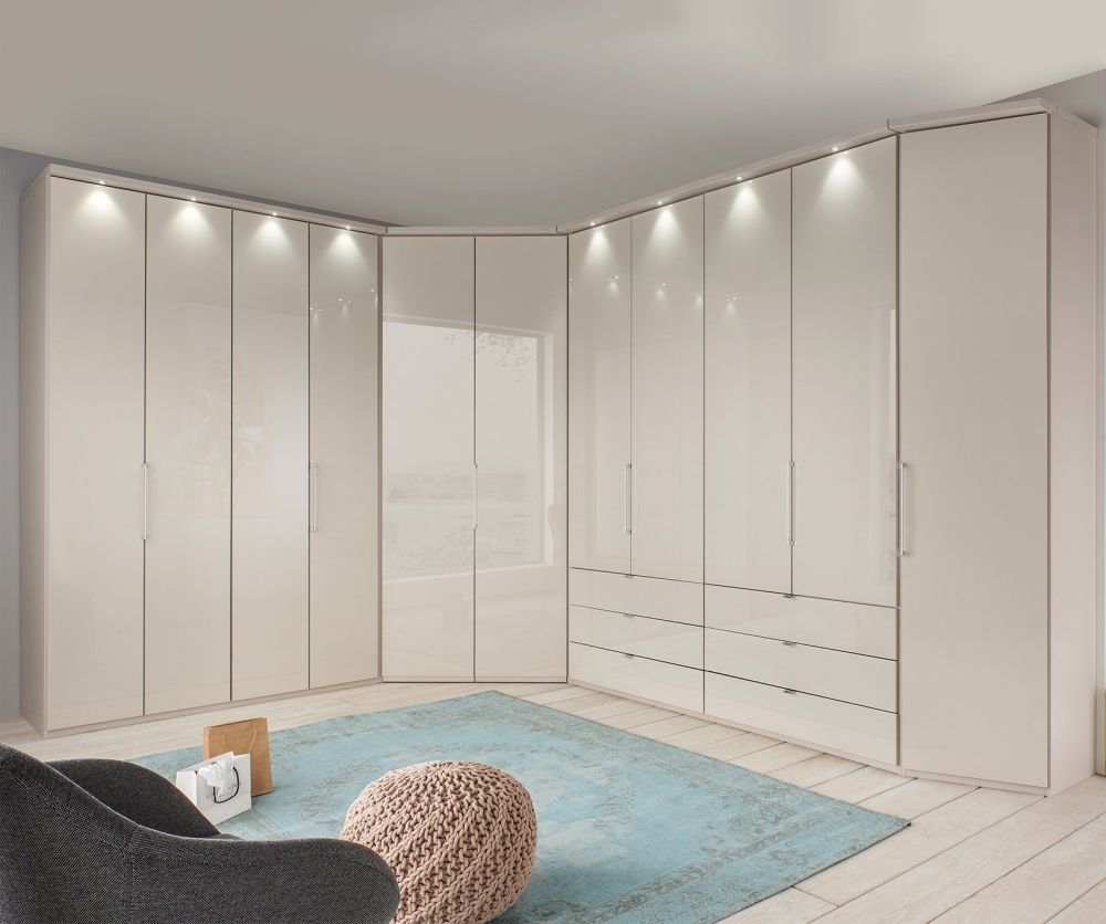 Wiemann Kansas 1 Door Extended Corner Wardrobe with Glass Front