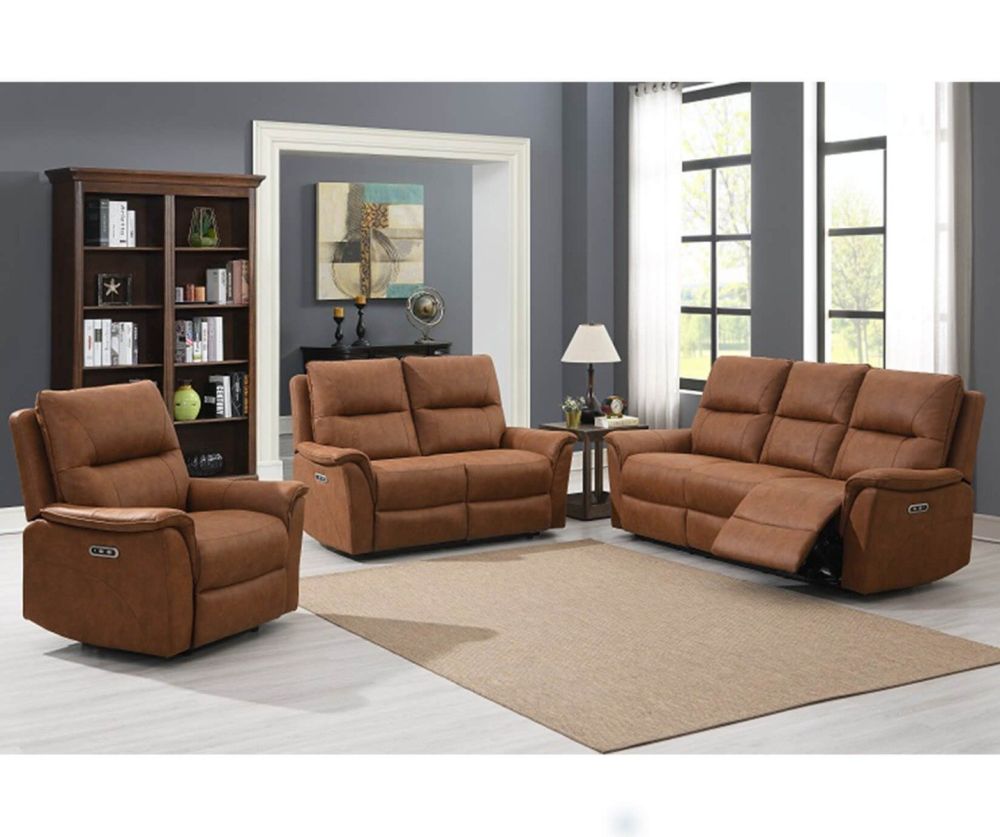 Furniture Link Kansas Tan Fabric 3 Seater Sofa