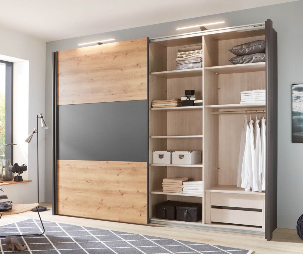 Wiemann Korfu Bianco Oak 2 Door Sliding Wardrobe - H236cm