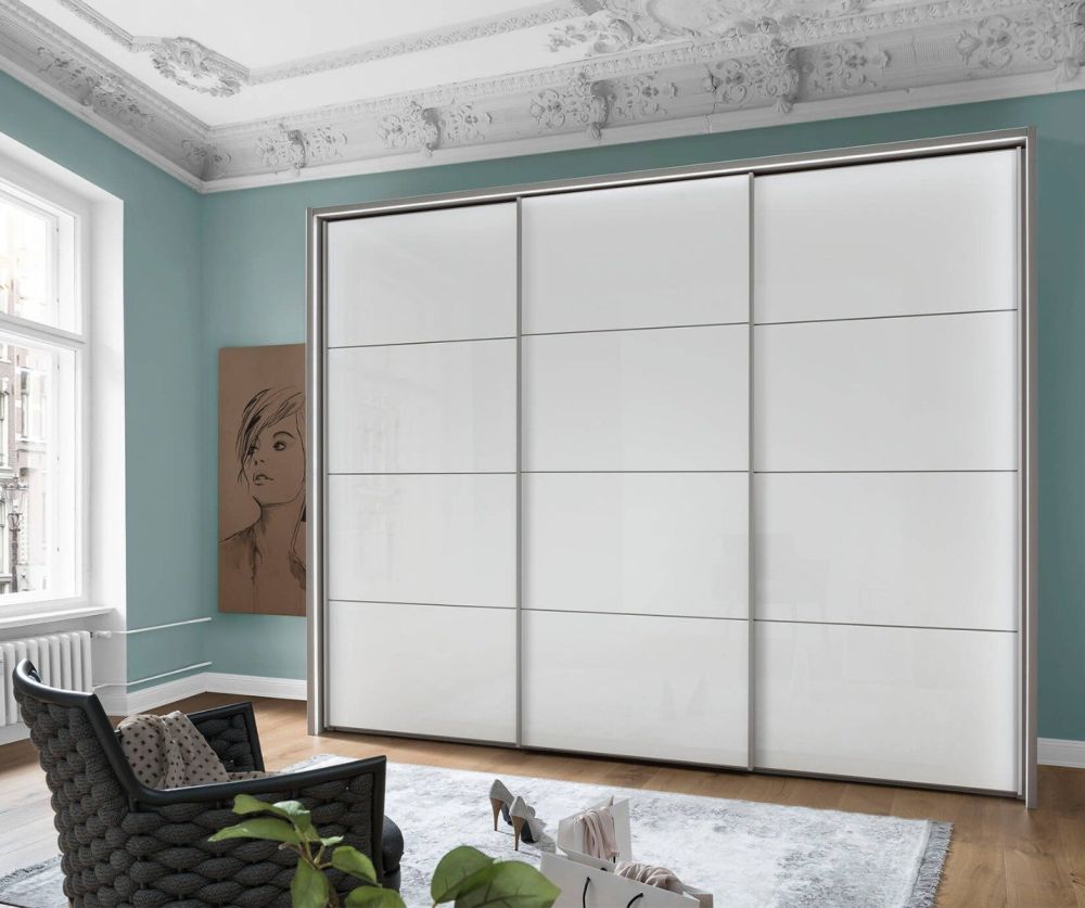 Wiemann Vip Kos White Glass 3 Door Sliding Wardrobe