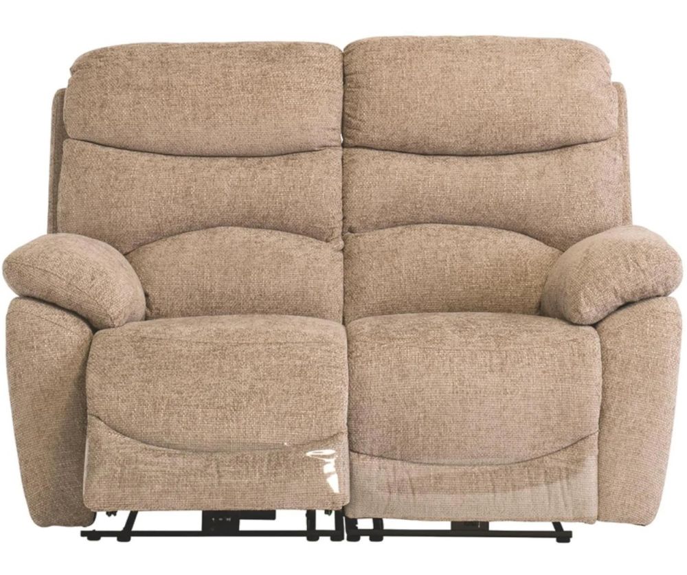 World Furniture Layla Sand Chanel Fabric Electric Recliner 2 Seater Sofa