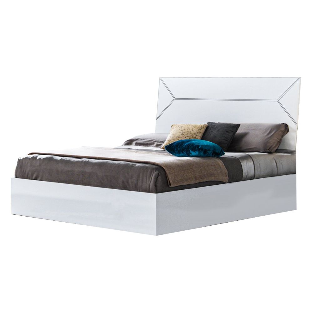 Ben Company Elegance White and Silver Finish Italian Bed Group Set