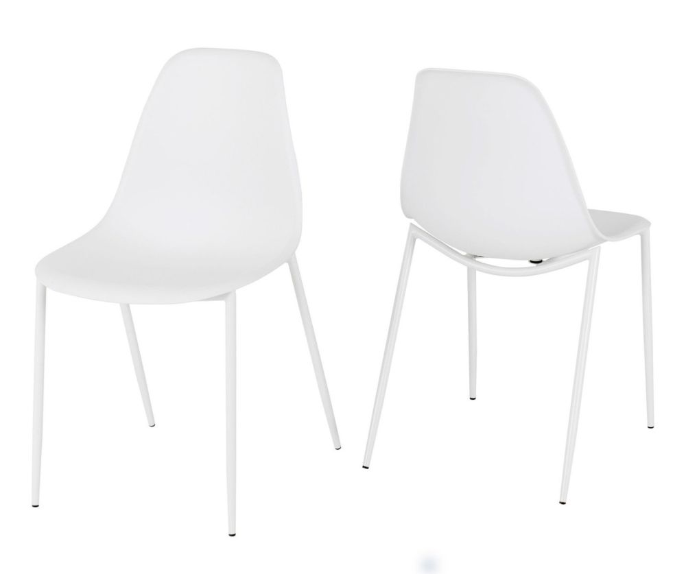 Seconique Lindon White Dining Chair in Pair