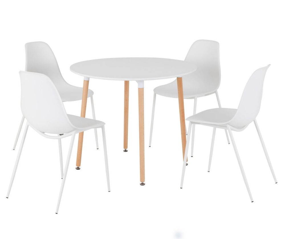 Seconique Lindon White Dining Chair in Pair