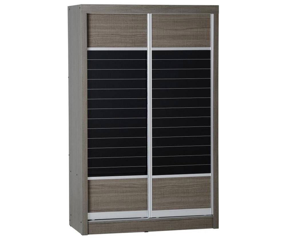 Seconique Lisbon Black Wood Grain 2 Door Sliding Wardrobe