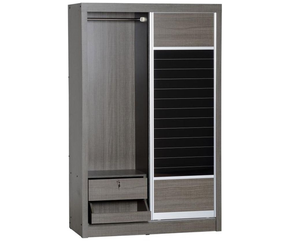 Seconique Lisbon Black Wood Grain 2 Door Sliding Wardrobe