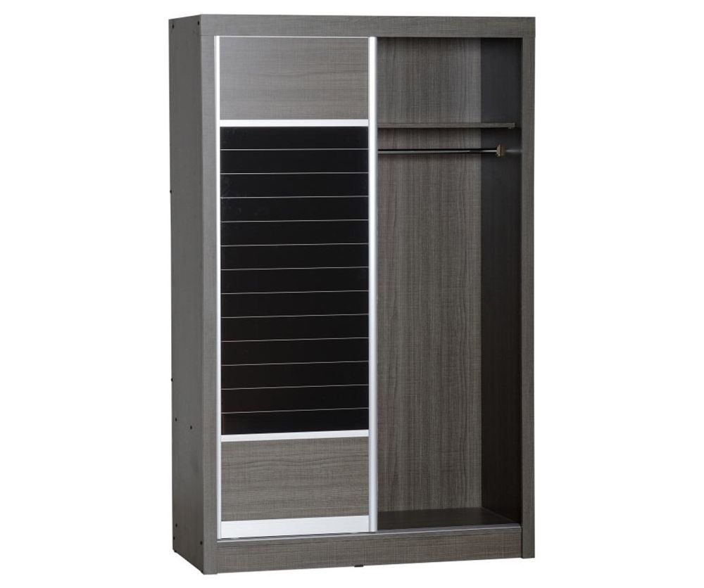 Seconique Lisbon Black Wood Grain 2 Door Sliding Wardrobe