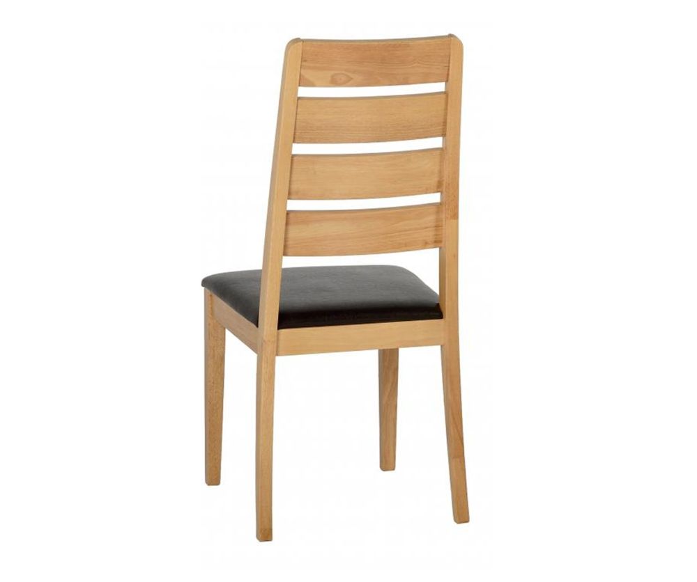 Seconique Logan Oak Varnish and Brown Faux Leather Dining Chair in Pair
