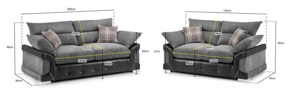 Horace Black and Grey 3+2 Sofa Set