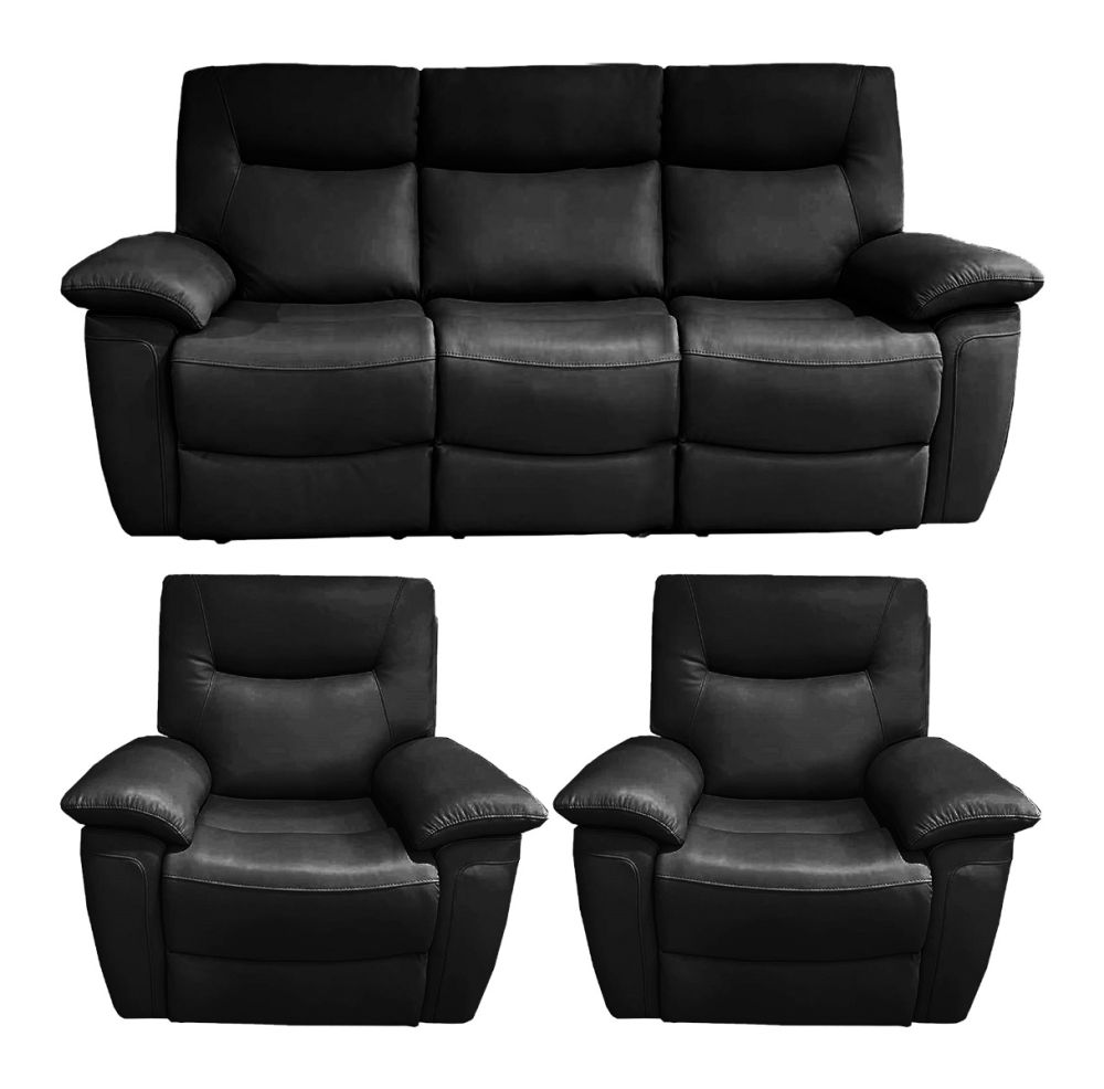 Lucia Black Power Recliner 3+1+1 Sofa Set