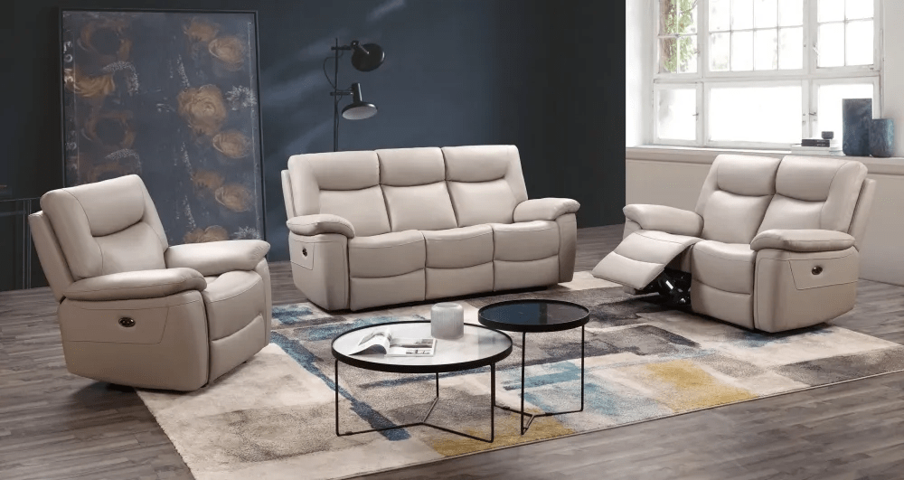 Lucia Pearl Grey Power Recliner 3+1+1 Sofa Set