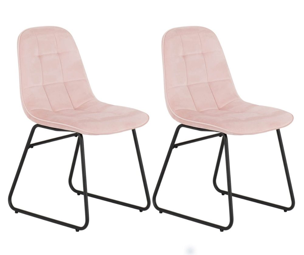 Seconique Furniture Lukas Baby Pink Velvet Chair in Pair
