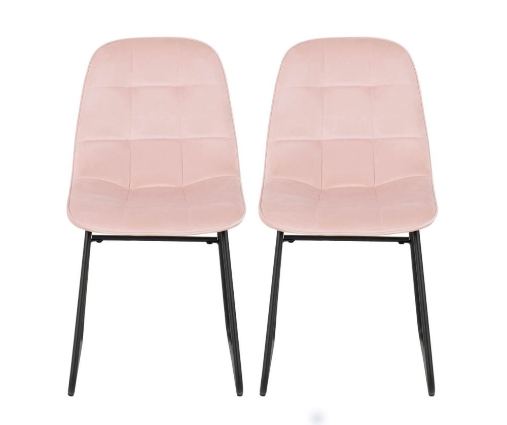 Seconique Furniture Lukas Baby Pink Velvet Chair in Pair