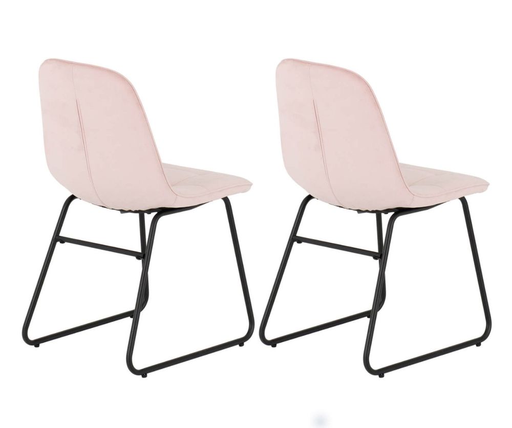 Seconique Furniture Lukas Baby Pink Velvet Chair in Pair