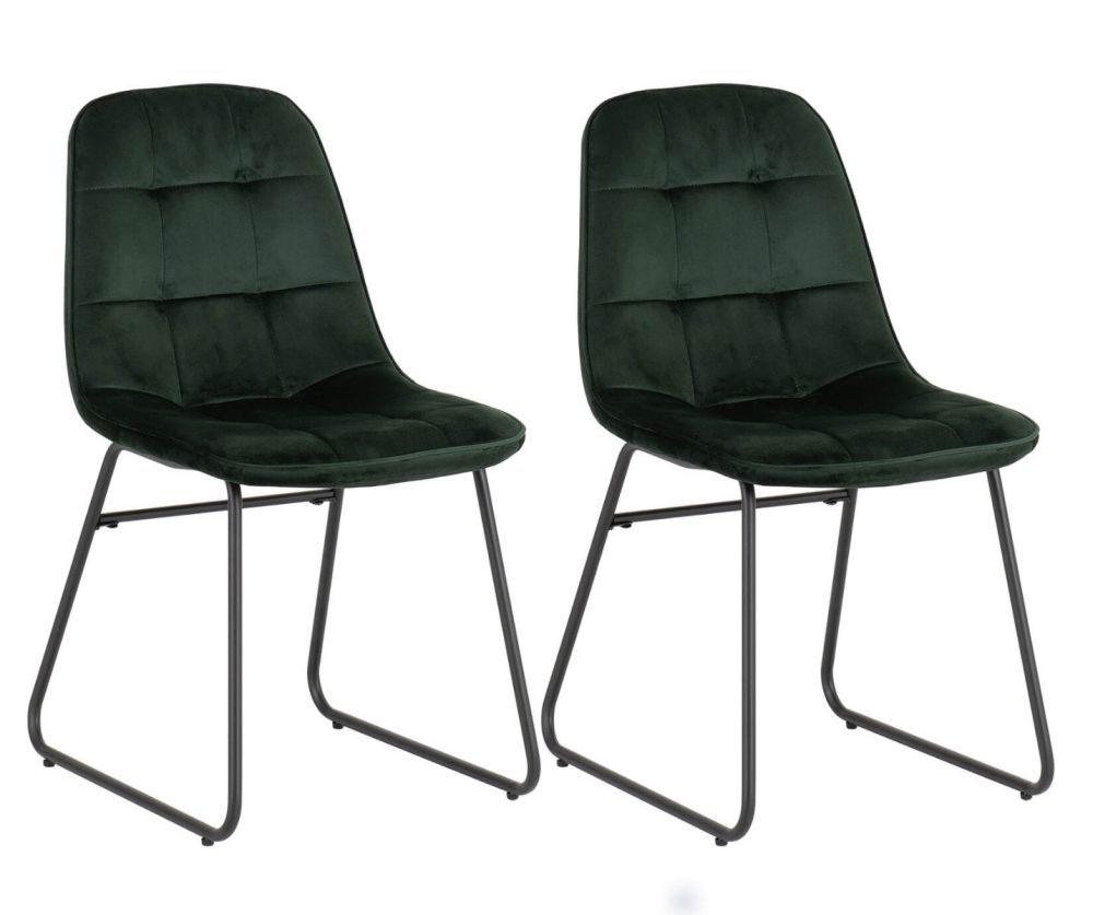Seconique Furniture Lukas Emerald Green Velvet Chair in Pair