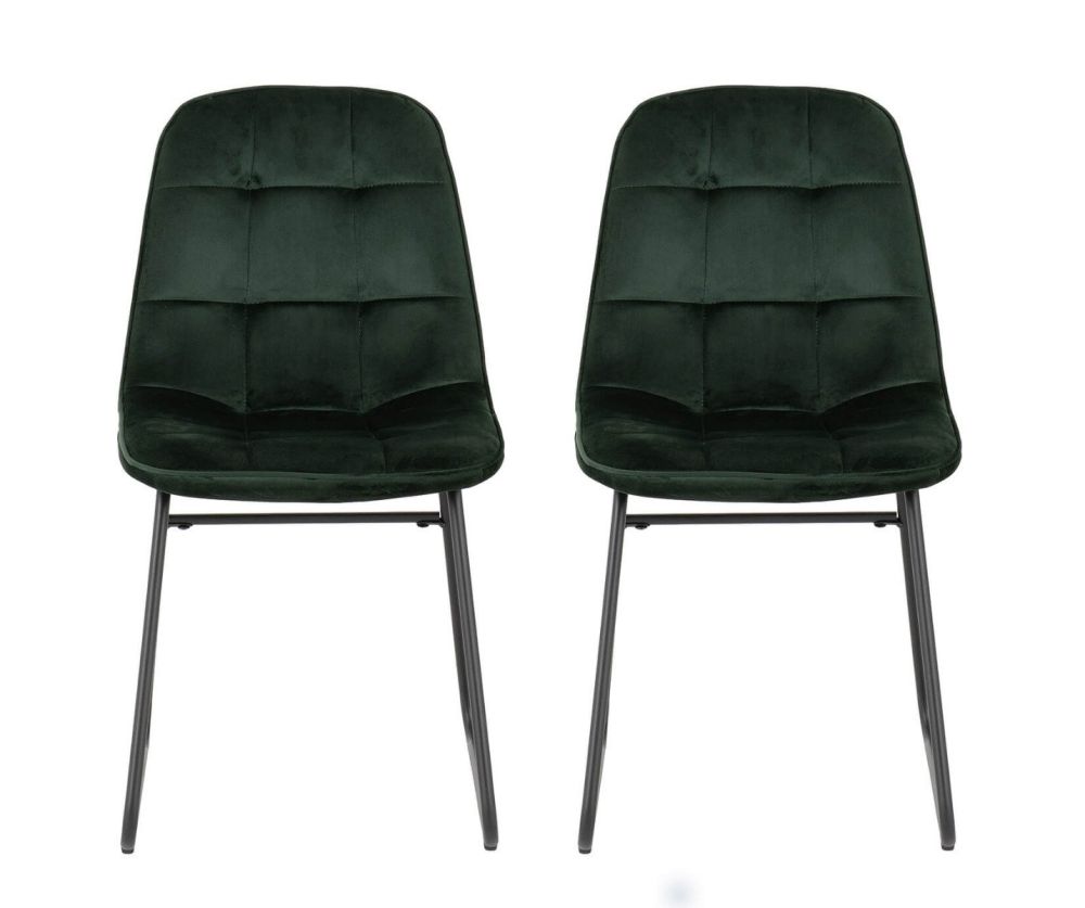 Seconique Furniture Lukas Emerald Green Velvet Chair in Pair