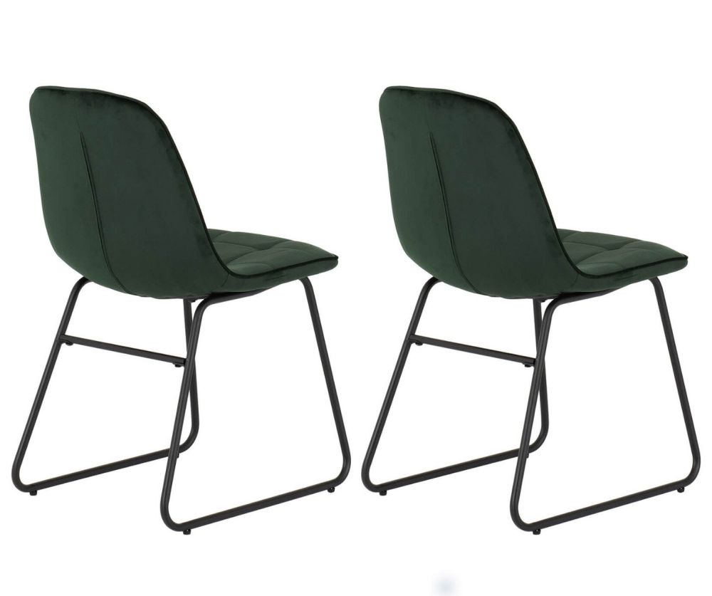 Seconique Furniture Lukas Emerald Green Velvet Chair in Pair