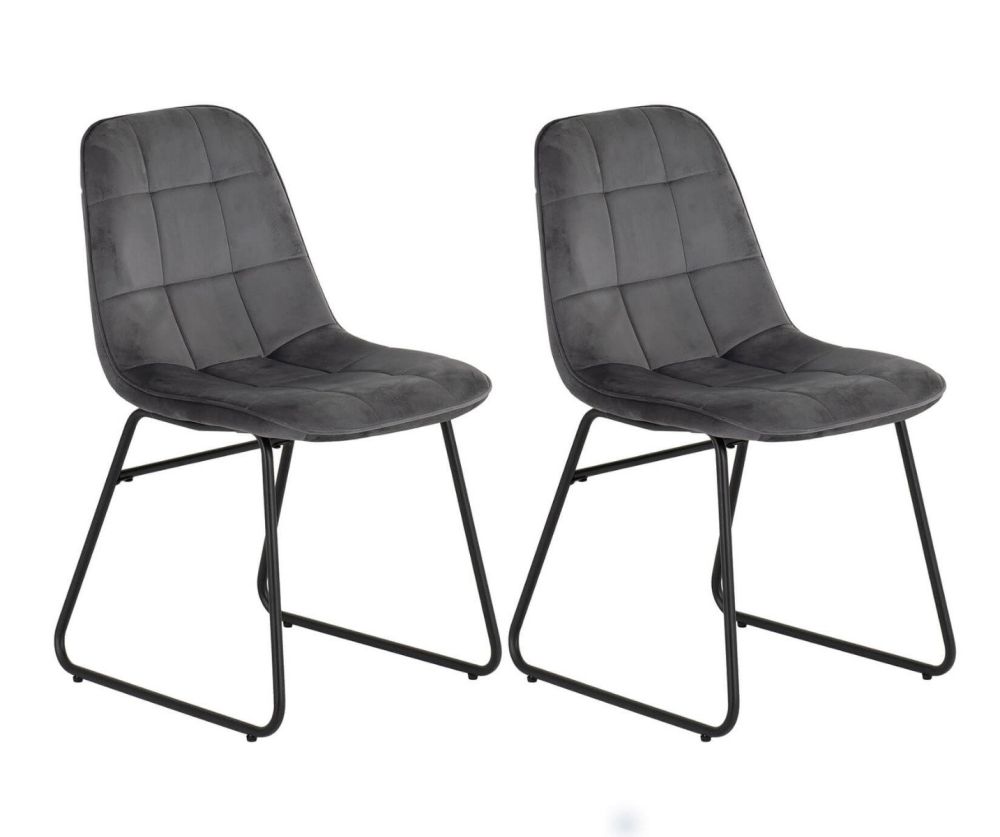 Seconique Furniture Lukas Grey Velvet Chair in Pair