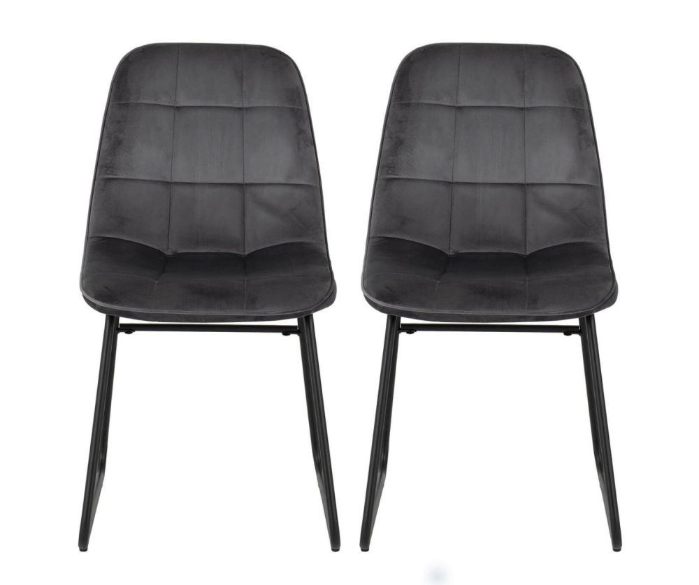 Seconique Furniture Lukas Grey Velvet Chair in Pair