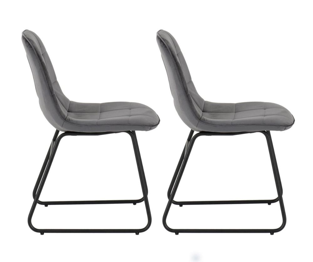 Seconique Furniture Lukas Grey Velvet Chair in Pair